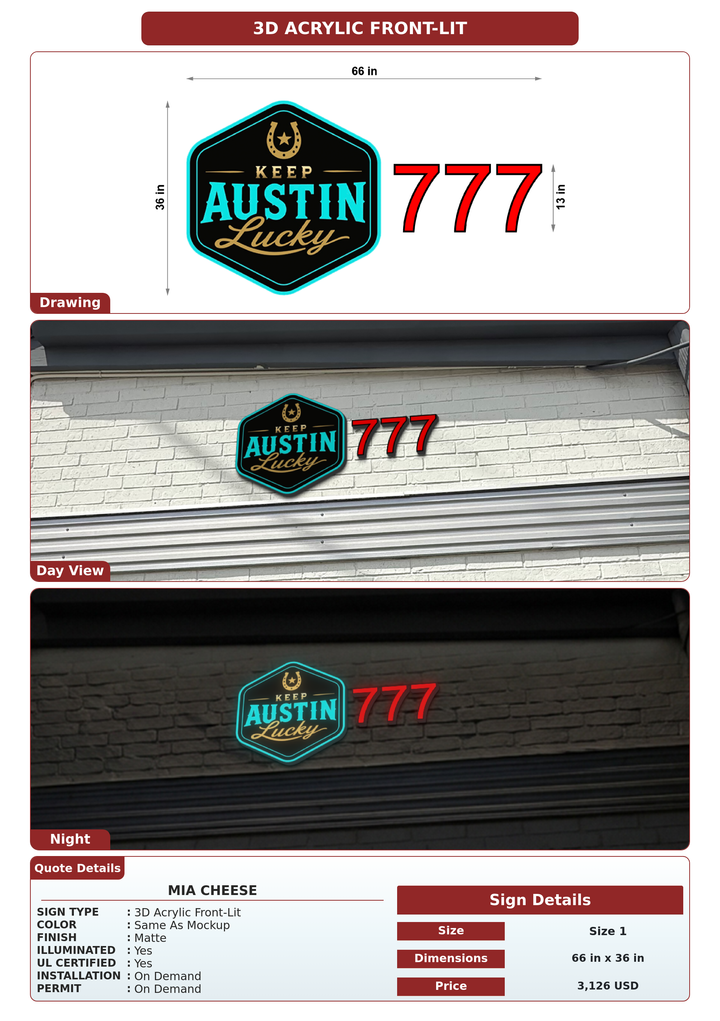 CUSTOM MOCKUP SIGN FOR Mia Cheese