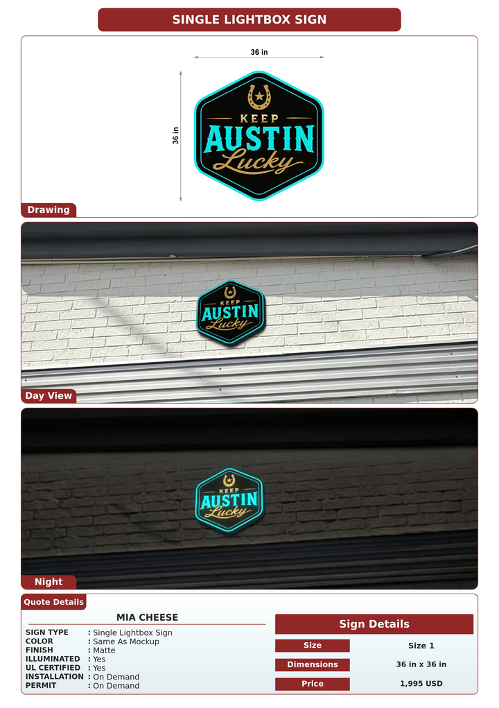 CUSTOM MOCKUP SIGN FOR Mia Cheese