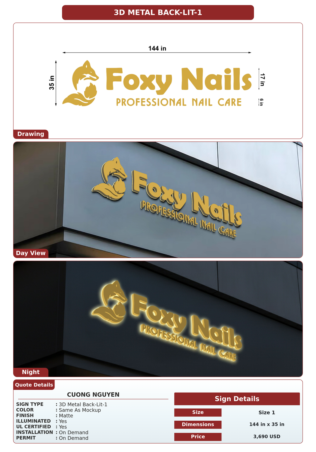 CUSTOM MOCKUP SIGN FOR Cuong Nguyen