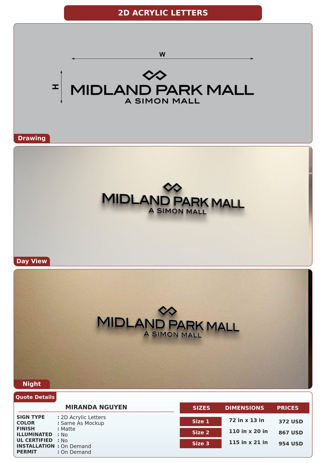 CUSTOM MOCKUP SIGN FOR Miranda Nguyen