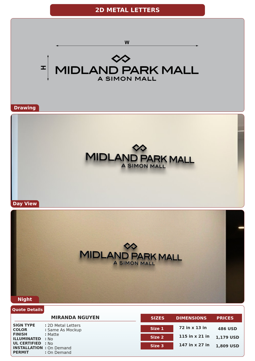 CUSTOM MOCKUP SIGN FOR Miranda Nguyen