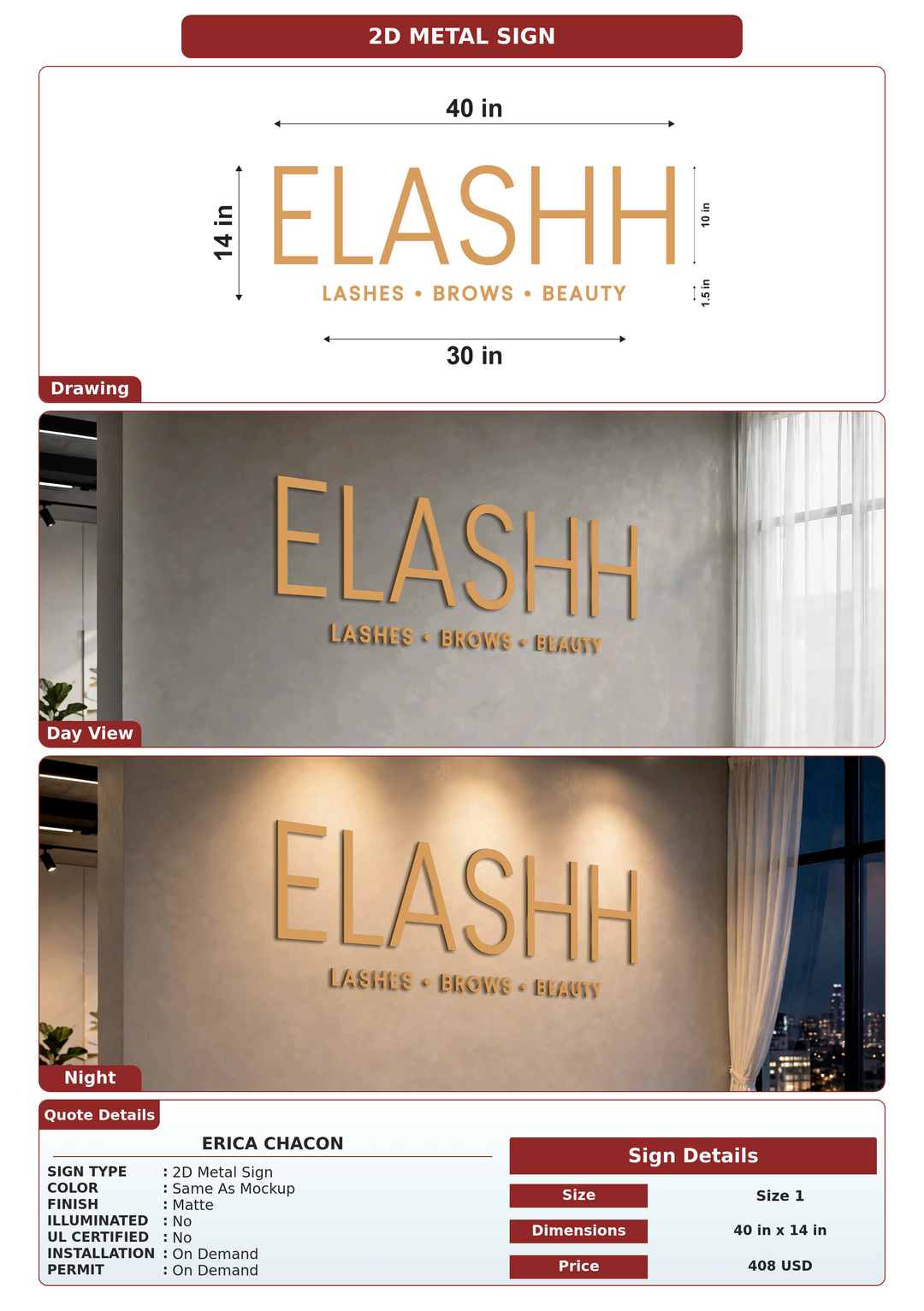 CUSTOM MOCKUP SIGN FOR Erica chacon