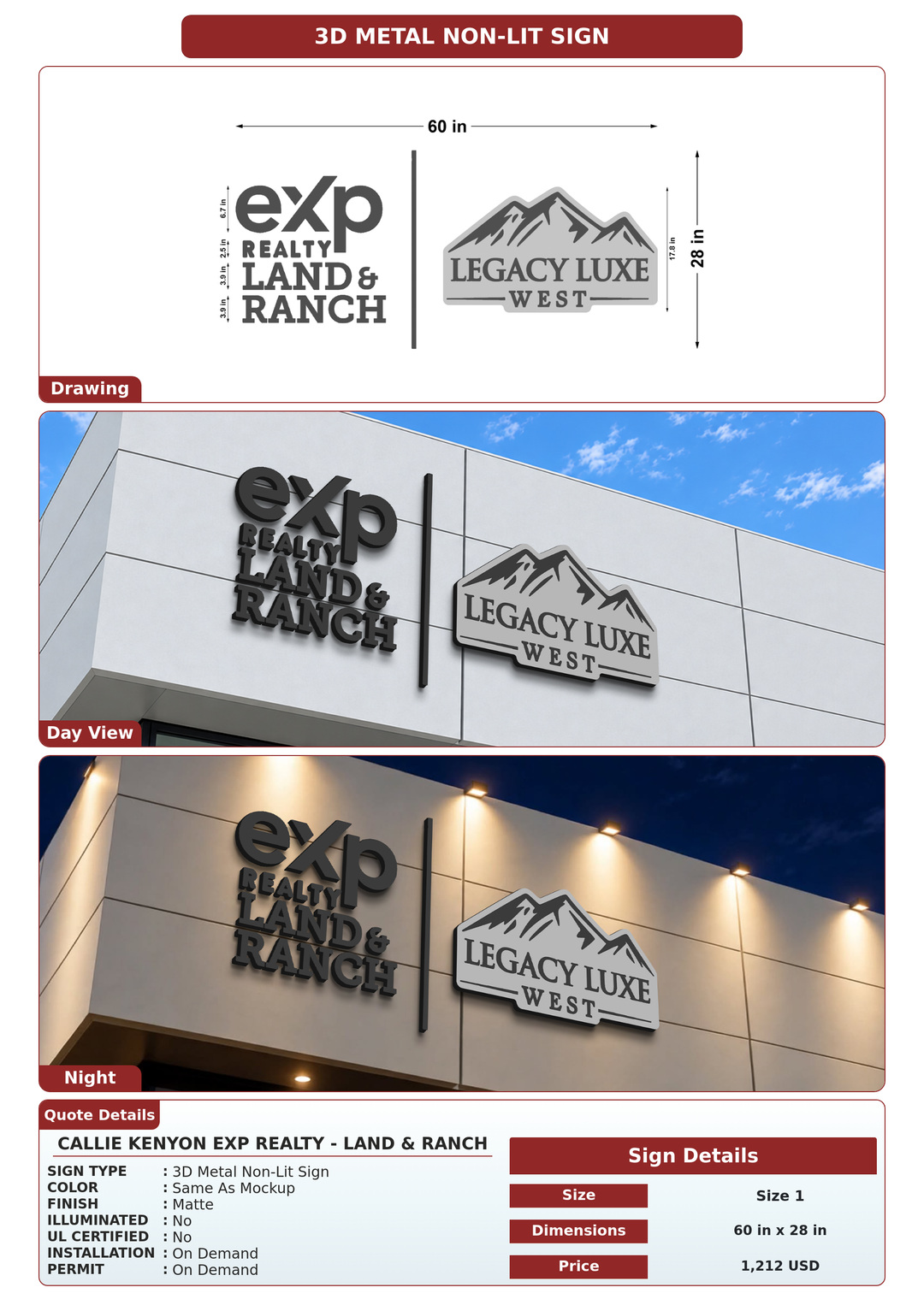 CUSTOM MOCKUP SIGN FOR Callie Kenyon eXp Realty - Land & Ranch