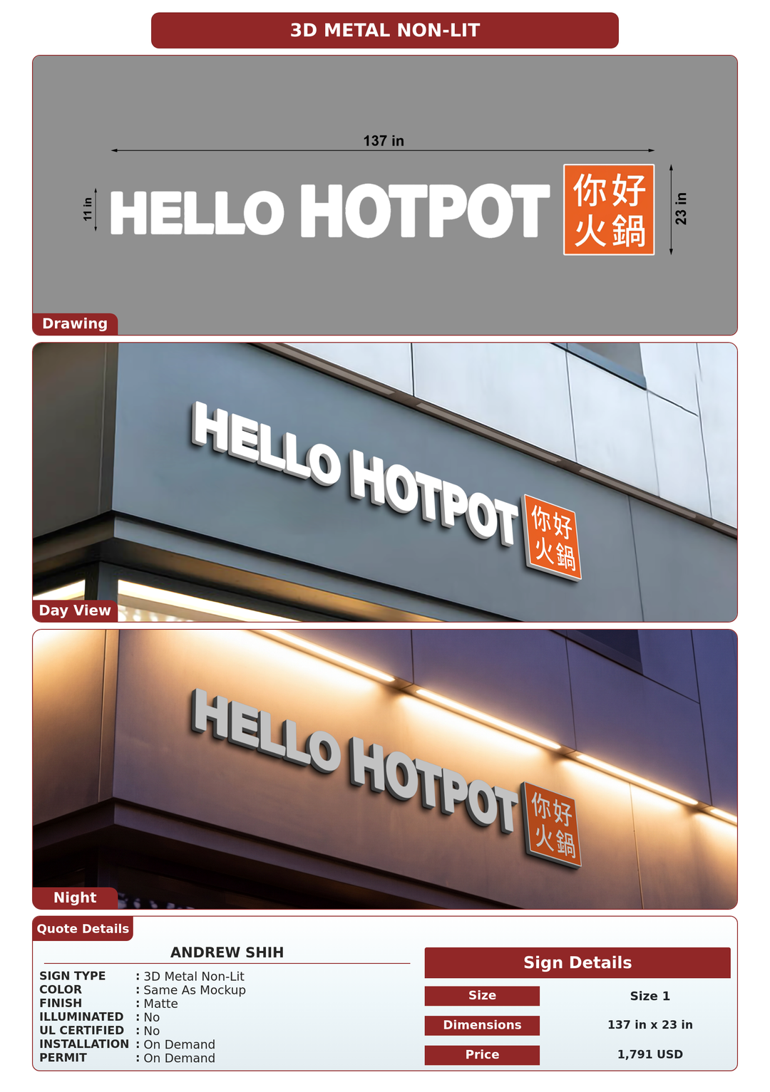 CUSTOM MOCKUP SIGN FOR Andrew Shih