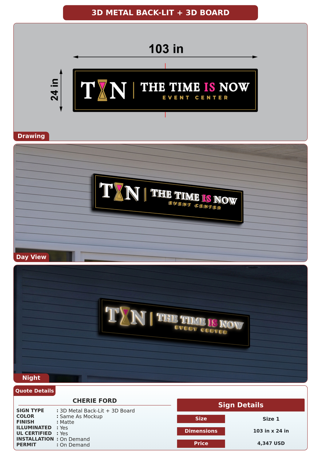 CUSTOM MOCKUP SIGN FOR Cherie Ford