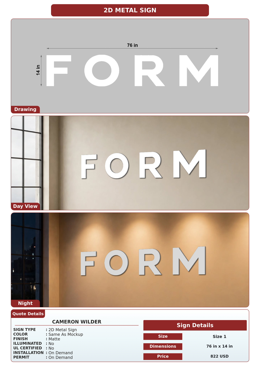 CUSTOM MOCKUP SIGN FOR Cameron Wilder
