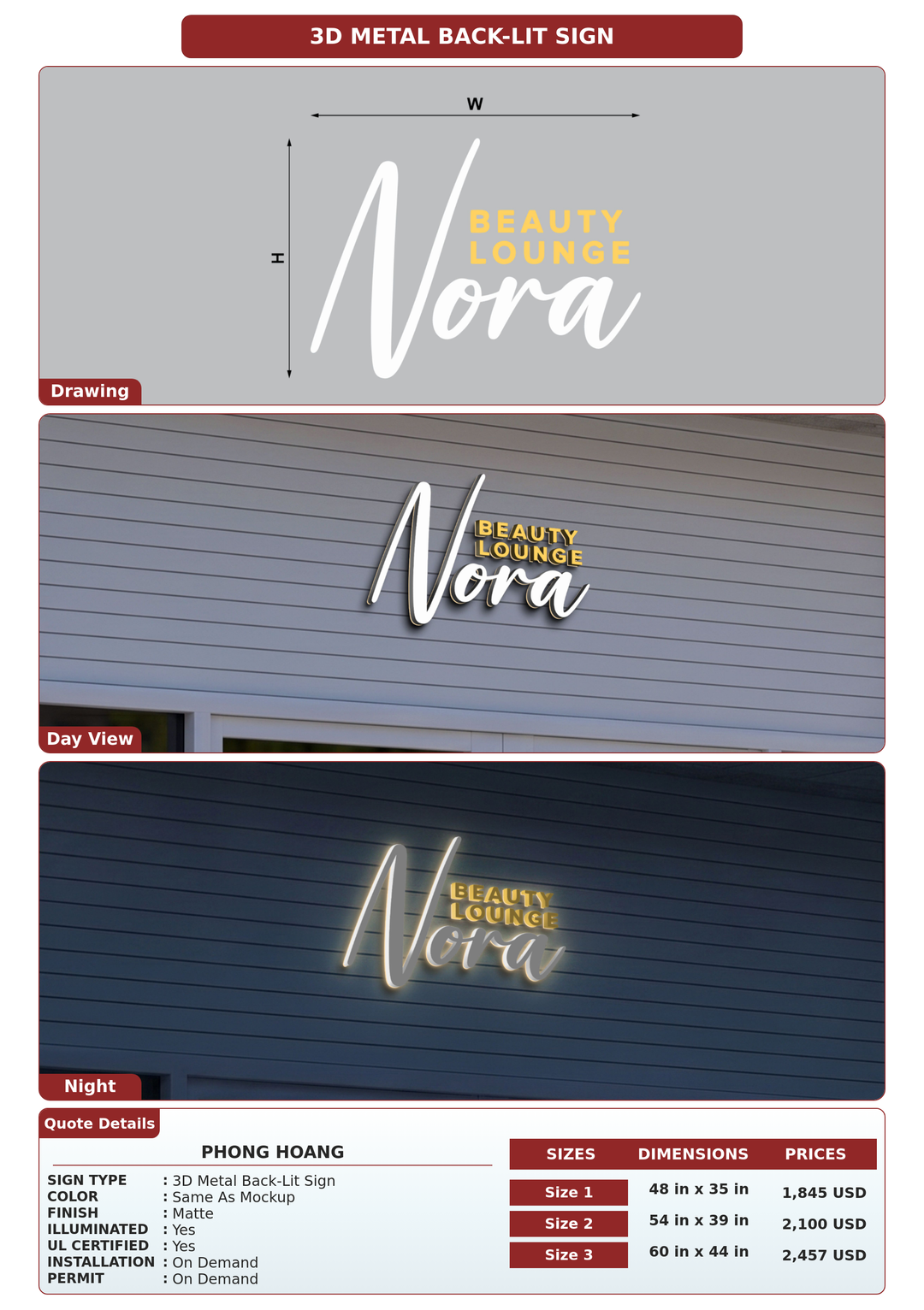 CUSTOM MOCKUP SIGN FOR Phong hoang