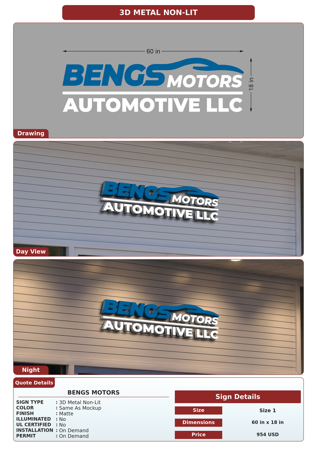 CUSTOM MOCKUP SIGN FOR bengs motors