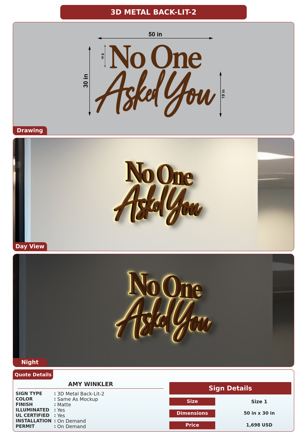 CUSTOM MOCKUP SIGN FOR Amy Winkler
