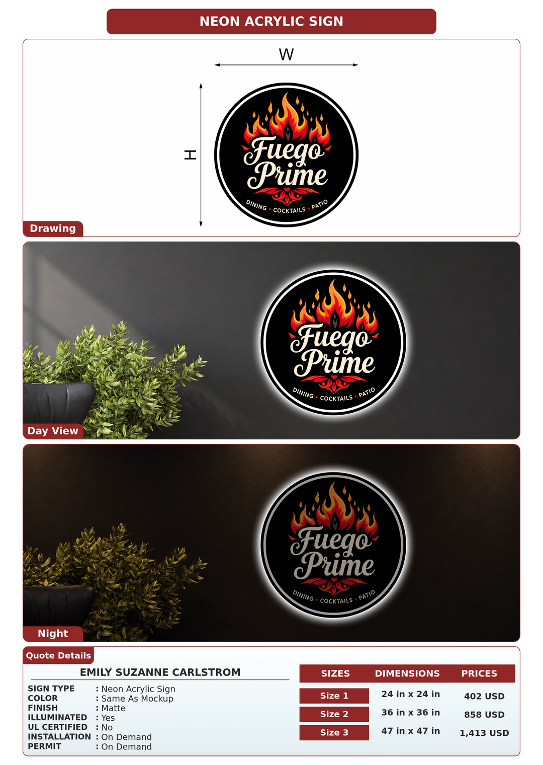 CUSTOM MOCKUP SIGN FOR EMILY SUZANNE CARLSTROM