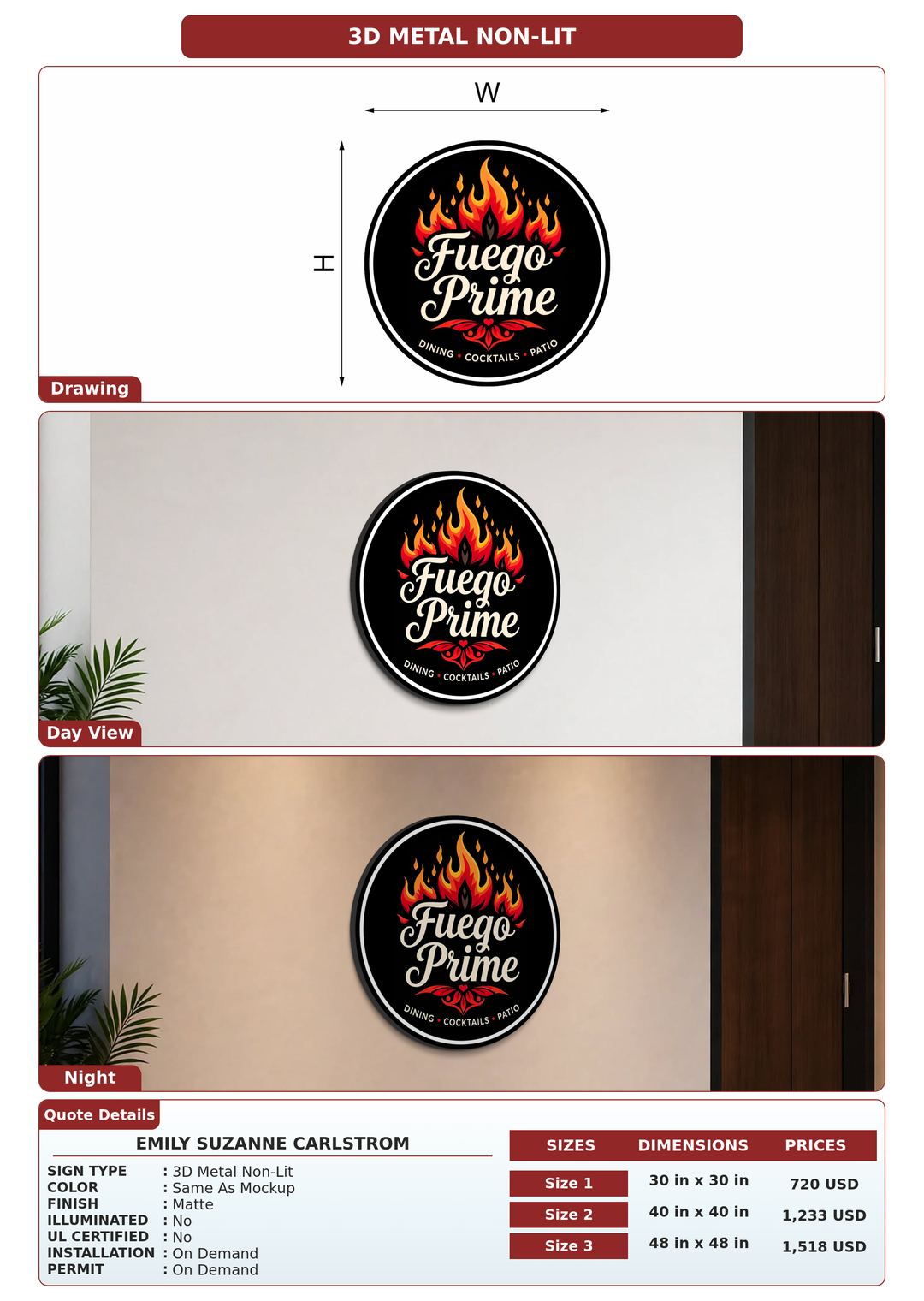 CUSTOM MOCKUP SIGN FOR EMILY SUZANNE CARLSTROM