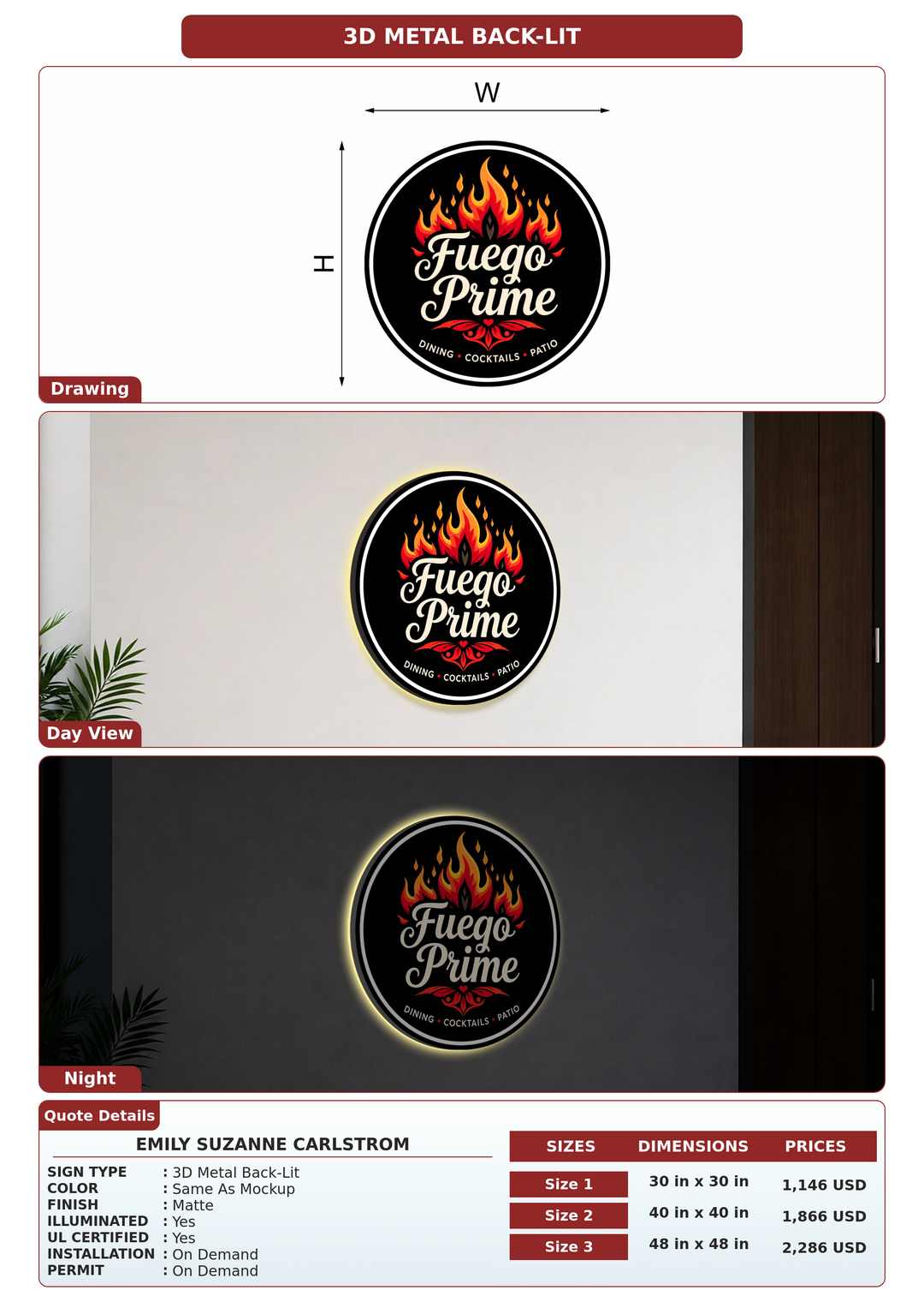 CUSTOM MOCKUP SIGN FOR EMILY SUZANNE CARLSTROM
