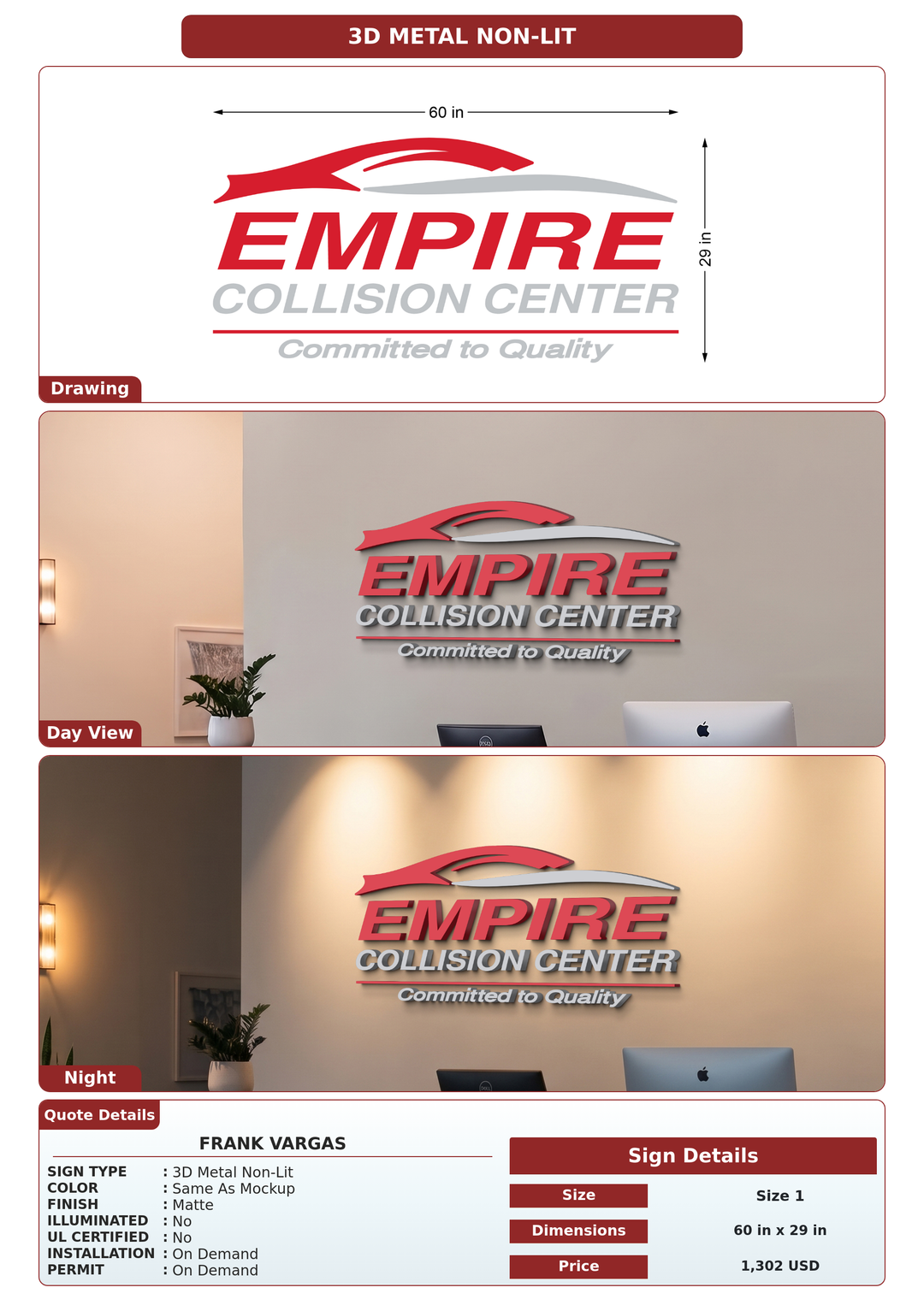 CUSTOM MOCKUP SIGN FOR Frank Vargas
