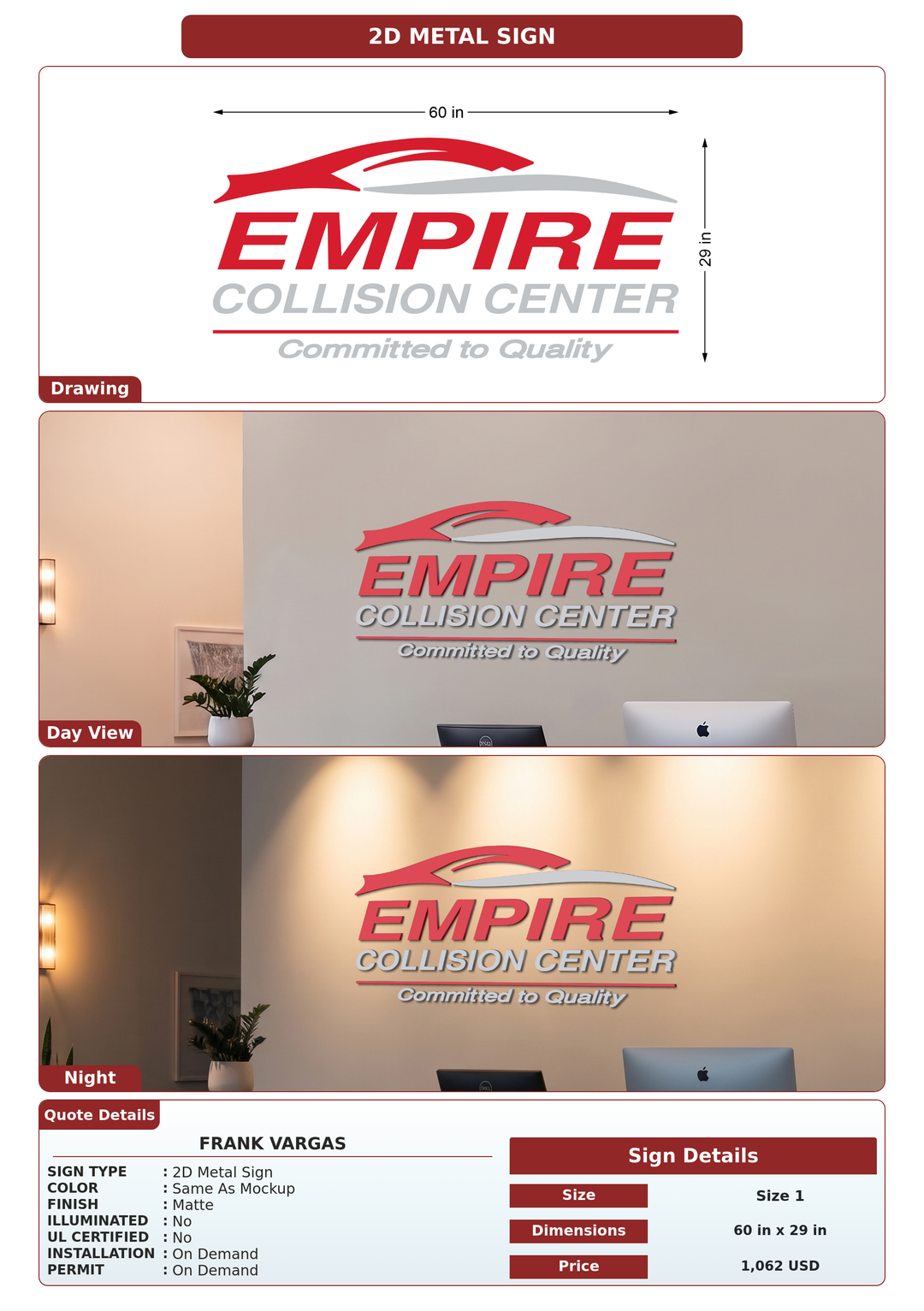 CUSTOM MOCKUP SIGN FOR Frank Vargas
