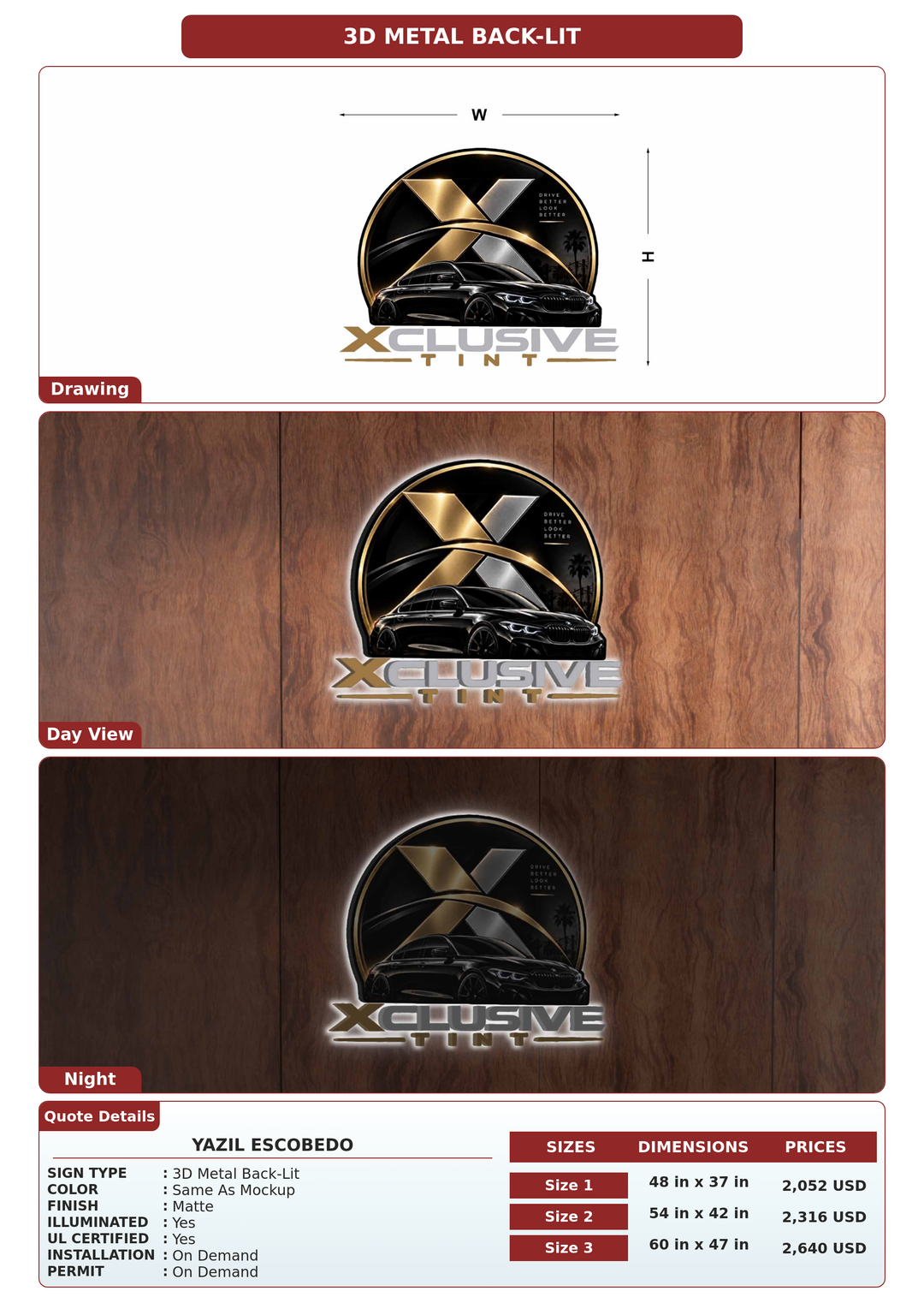CUSTOM MOCKUP SIGN FOR Yazil Escobedo