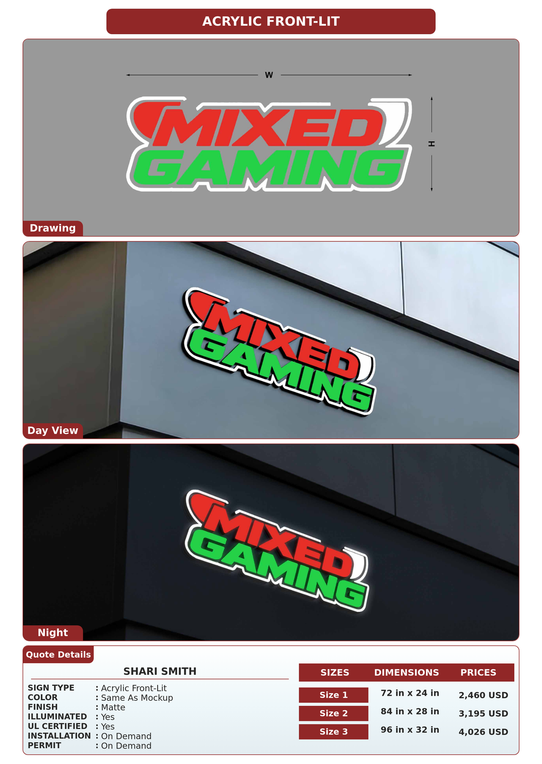 CUSTOM MOCKUP SIGN FOR Shari Smith