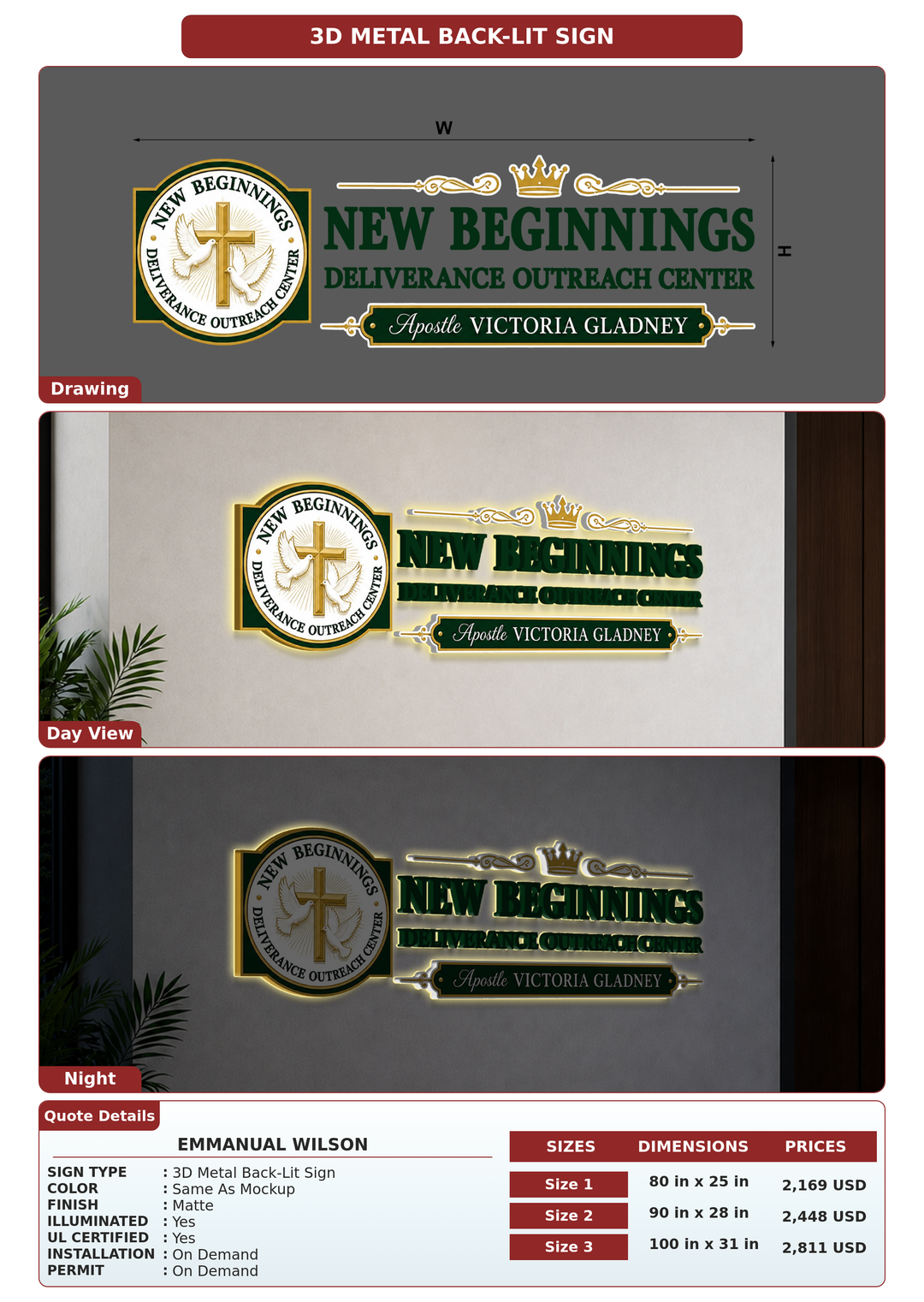 CUSTOM MOCKUP SIGN FOR Emmanual Wilson
