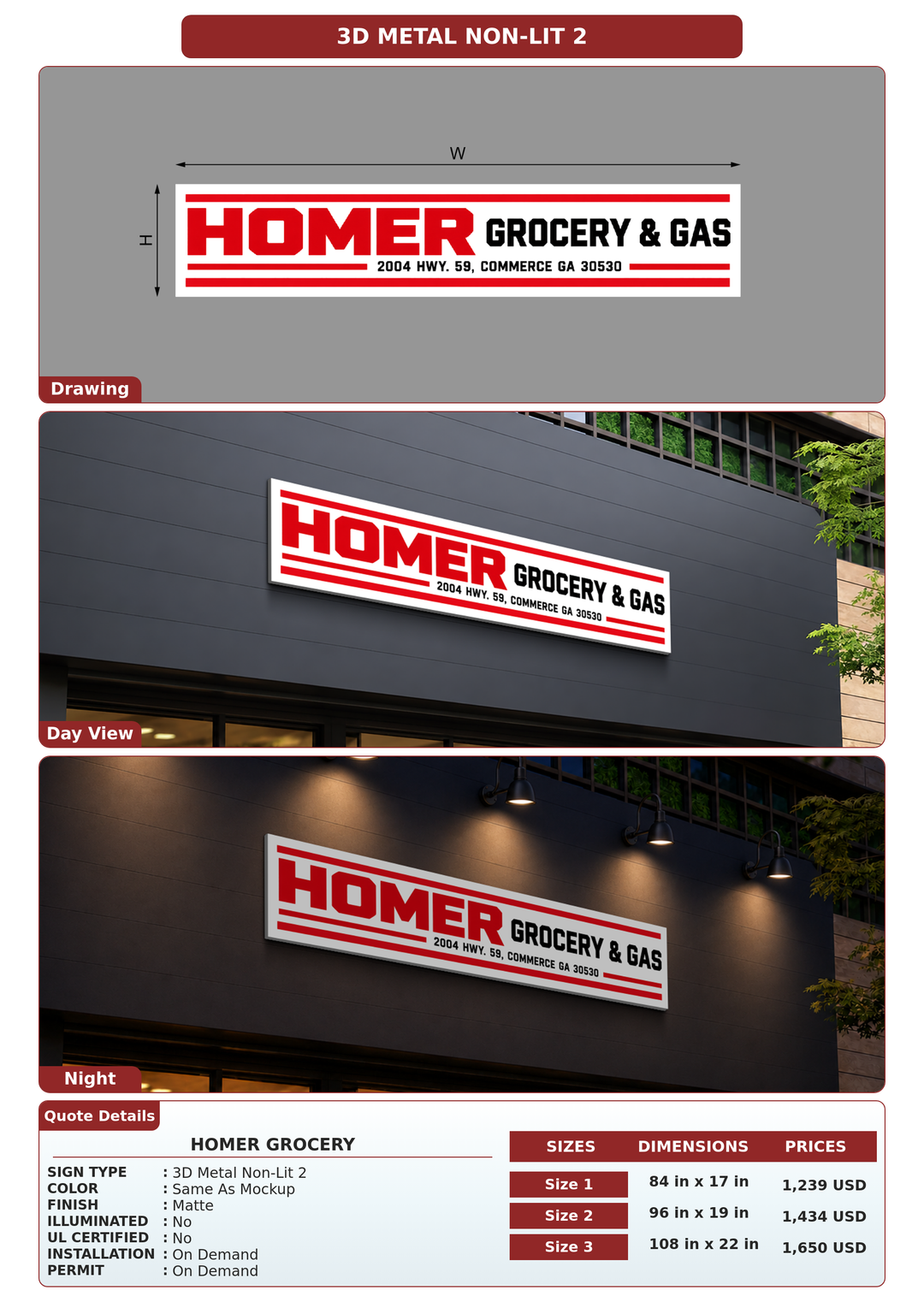 CUSTOM MOCKUP SIGN FOR Homer Grocery