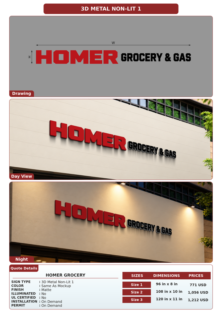 CUSTOM MOCKUP SIGN FOR Homer Grocery