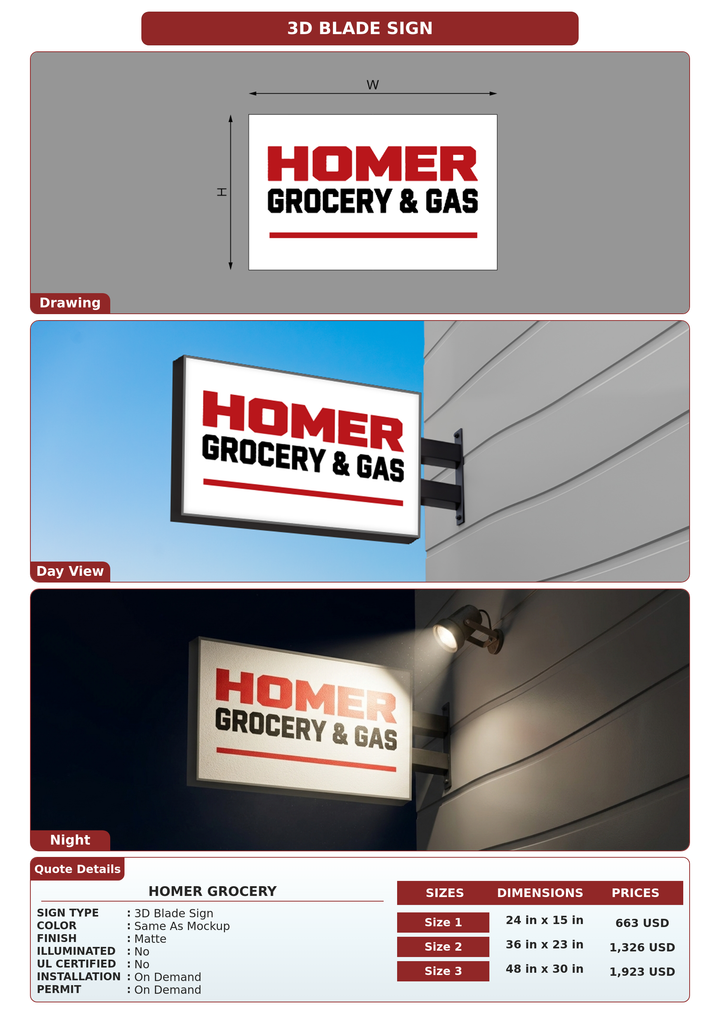 CUSTOM MOCKUP SIGN FOR Homer Grocery