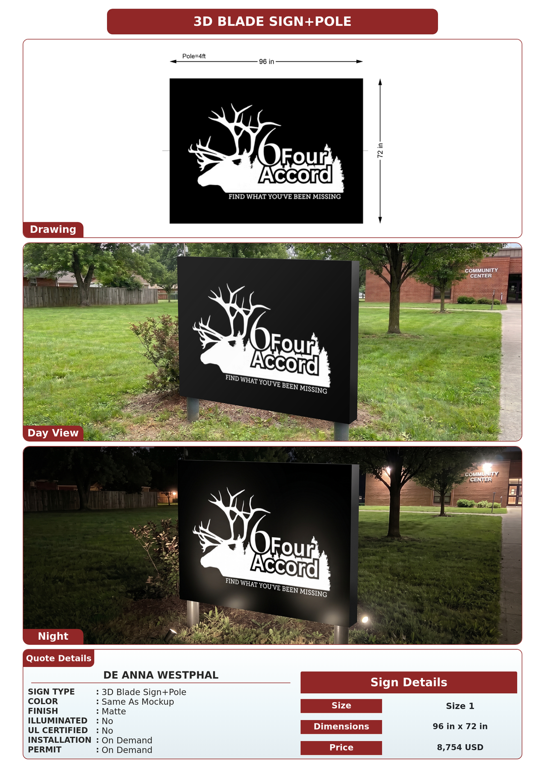 CUSTOM MOCKUP SIGN FOR De Anna Westphal