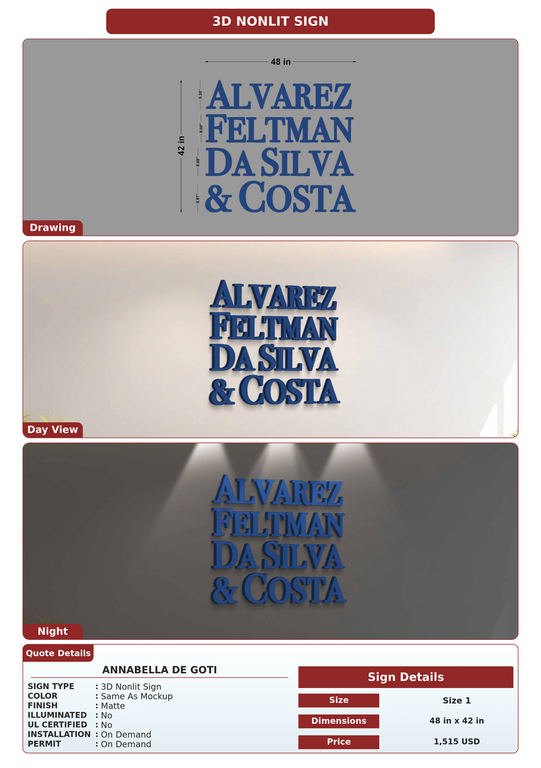 CUSTOM MOCKUP SIGN FOR Annabella De Goti