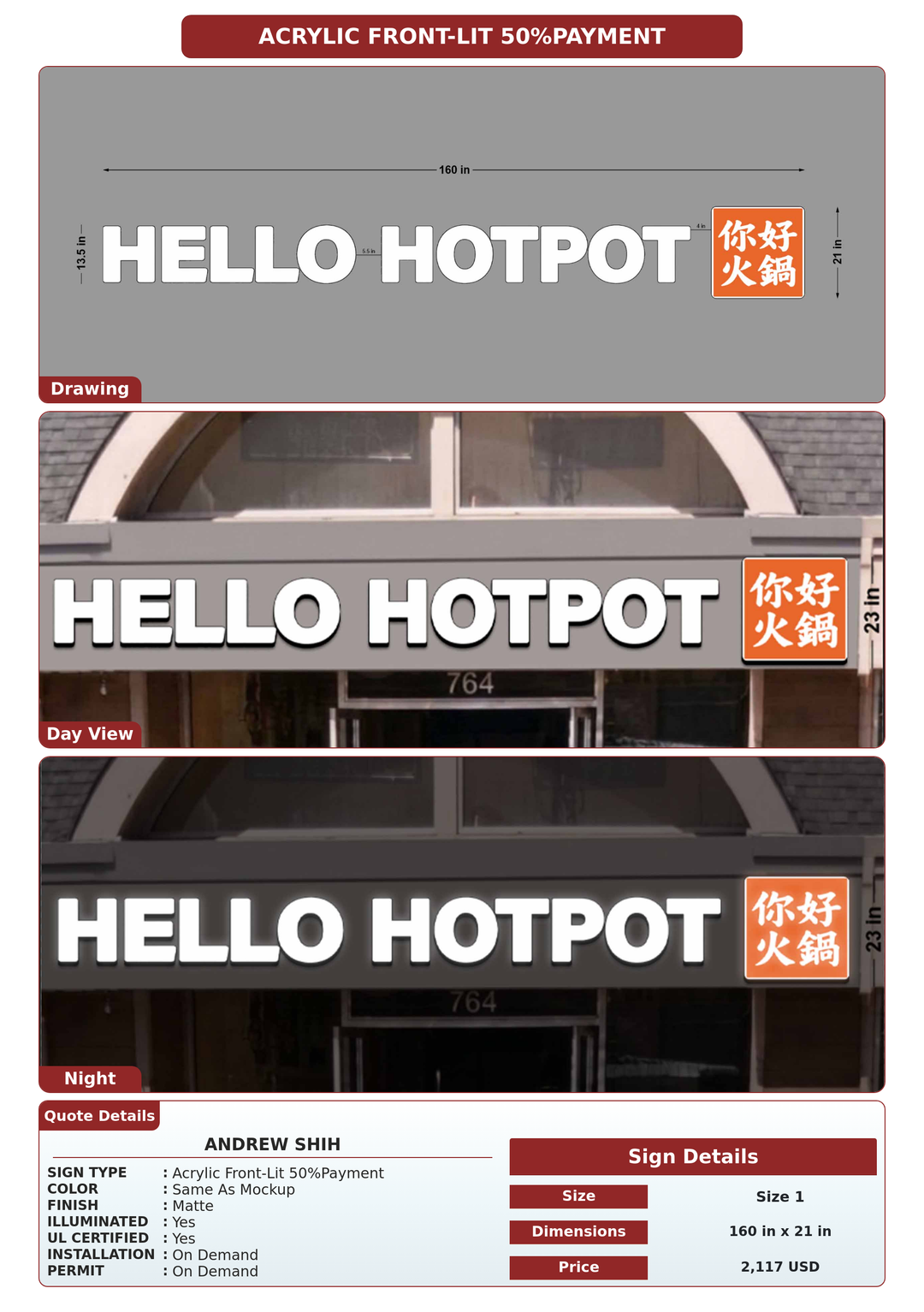 CUSTOM MOCKUP SIGN FOR Andrew Shih