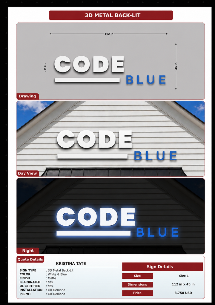 CUSTOM MOCKUP SIGN FOR Codeblue Product for testing