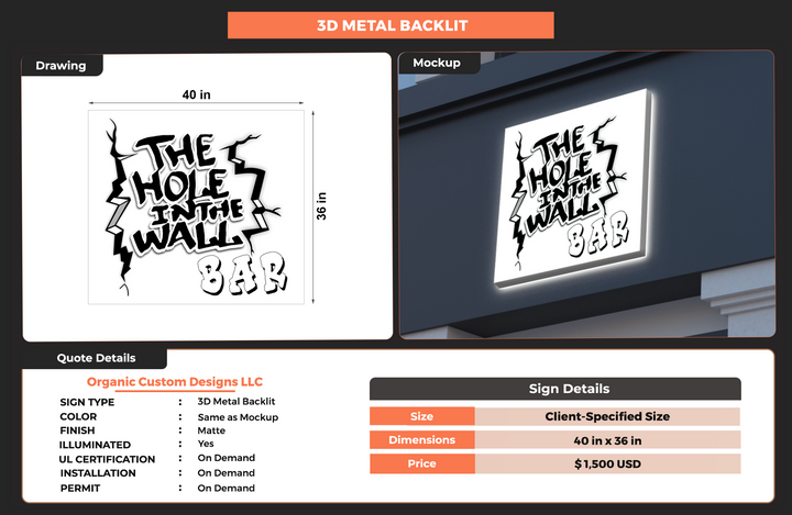 Custom Signs For Organic Custom Designs LLC