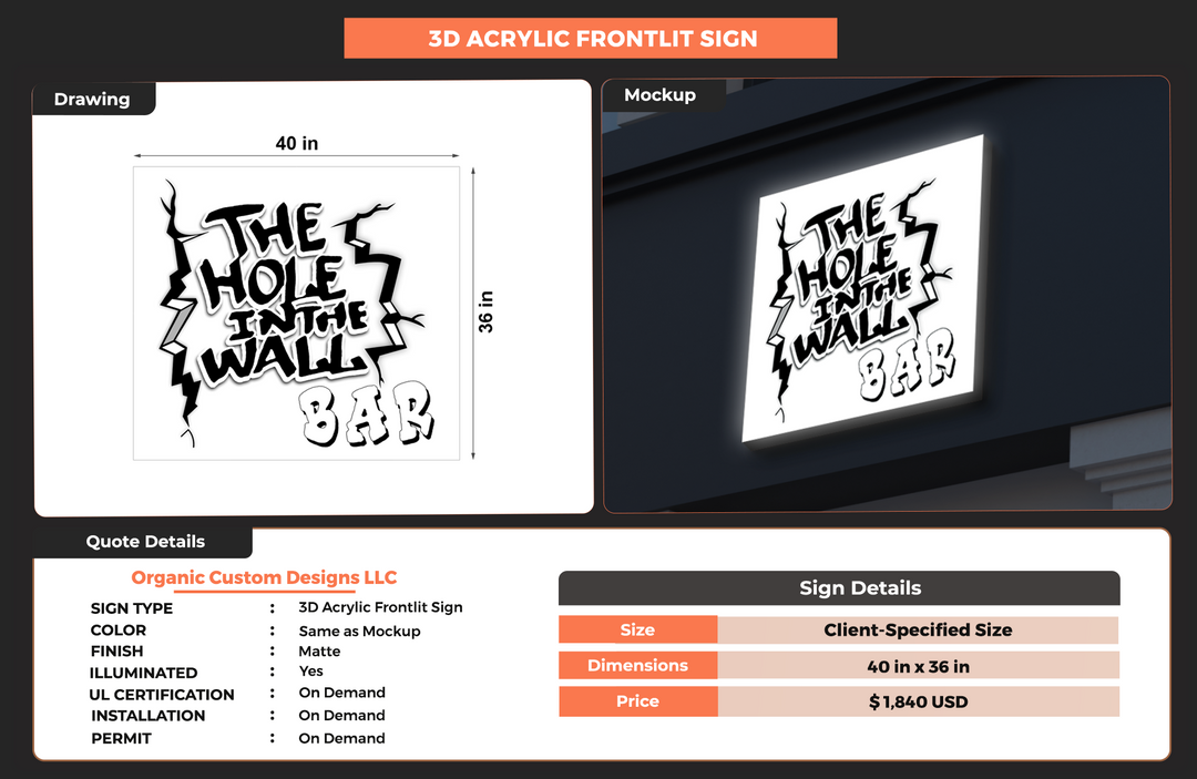 Custom Signs For Organic Custom Designs LLC