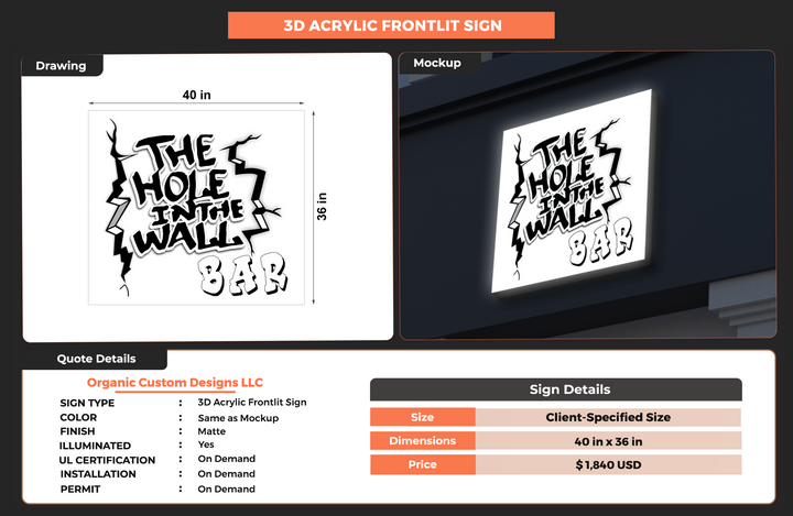 Custom Signs For Organic Custom Designs LLC