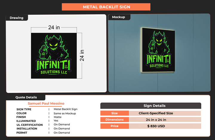 Custom Signs For Samuel Paul Messino